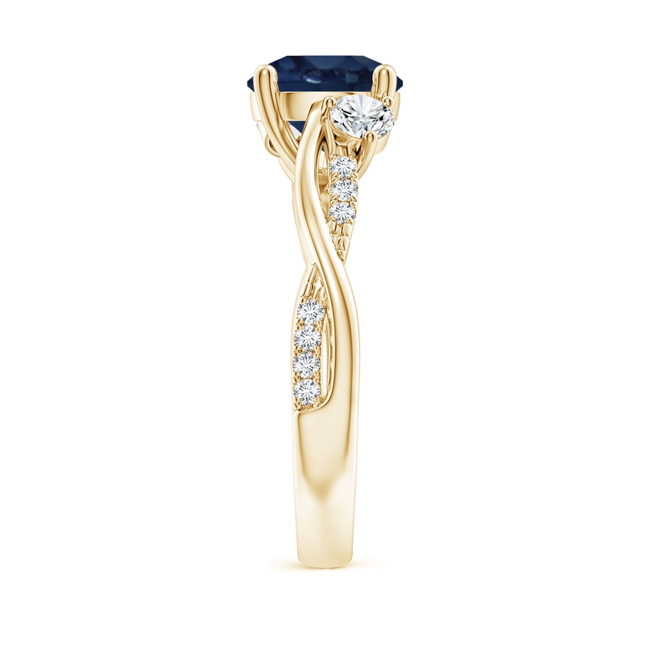 8mm AA Nature Inspired Blue Sapphire & Diamond Twisted Vine Ring in Yellow Gold side 299