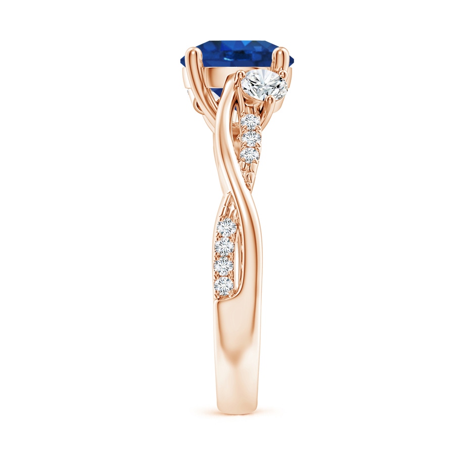 8mm AAA Nature Inspired Blue Sapphire & Diamond Twisted Vine Ring in 18K Rose Gold side 299