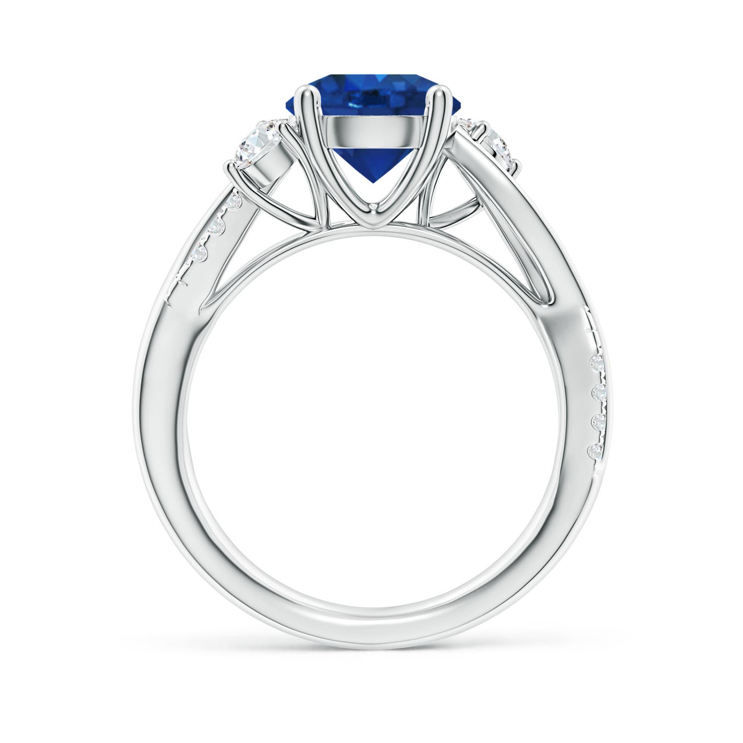 8mm AAA Nature Inspired Blue Sapphire & Diamond Twisted Vine Ring in White Gold