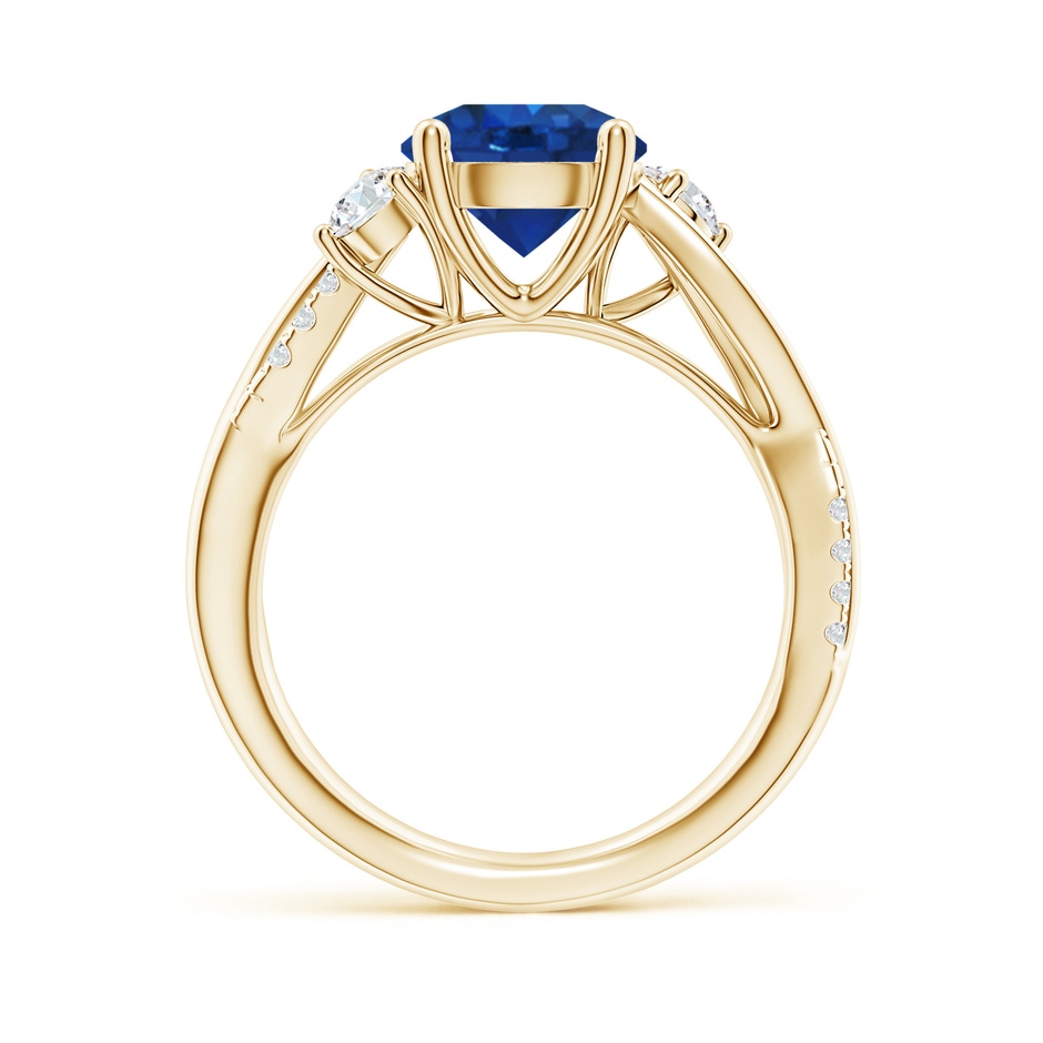 8mm AAA Nature Inspired Blue Sapphire & Diamond Twisted Vine Ring in Yellow Gold side 199