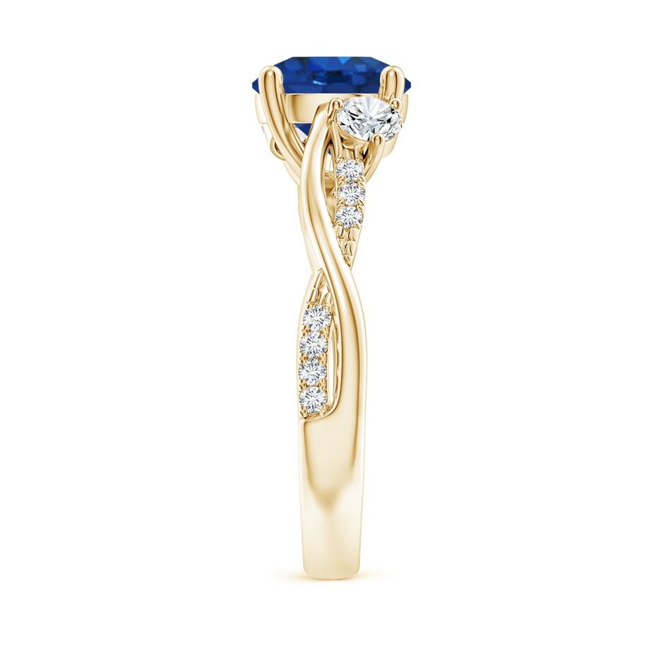 8mm AAA Nature Inspired Blue Sapphire & Diamond Twisted Vine Ring in Yellow Gold side 299