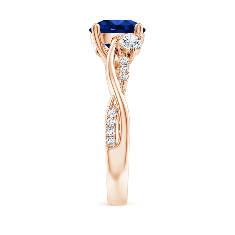 8mm AAAA Nature Inspired Blue Sapphire & Diamond Twisted Vine Ring in 18K Rose Gold side 299