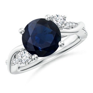 9mm A Nature Inspired Blue Sapphire & Diamond Twisted Vine Ring in P950 Platinum