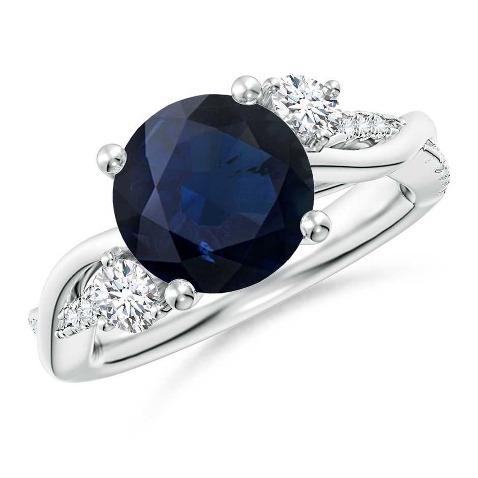 9mm A Nature Inspired Blue Sapphire & Diamond Twisted Vine Ring in P950 Platinum 