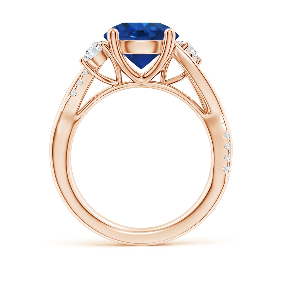 9mm AAA Nature Inspired Blue Sapphire & Diamond Twisted Vine Ring in 18K Rose Gold side 199