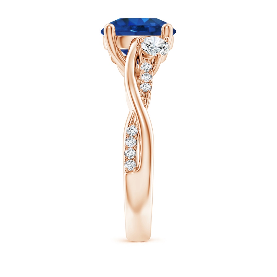 9mm AAA Nature Inspired Blue Sapphire & Diamond Twisted Vine Ring in 18K Rose Gold side 299