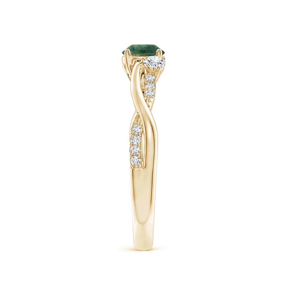 5mm AA Nature Inspired Teal Montana Sapphire & Diamond Twisted Vine Ring in 10K Yellow Gold side 2