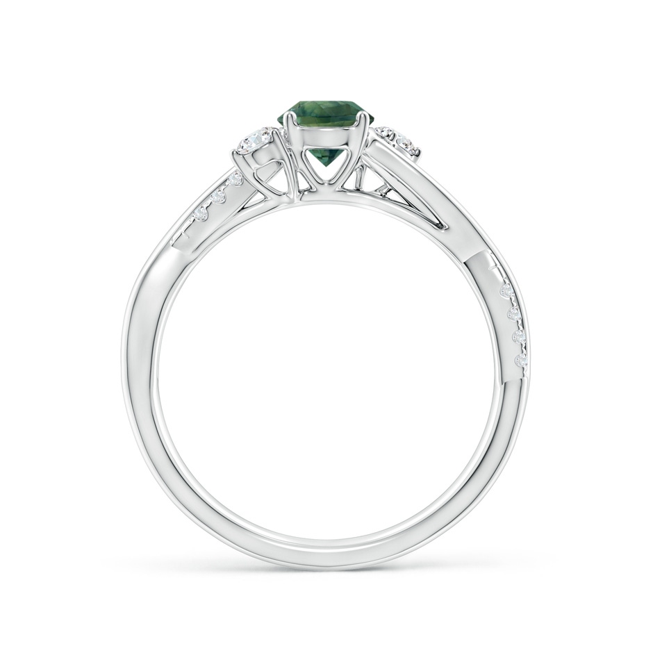 5mm AA Nature Inspired Teal Montana Sapphire & Diamond Twisted Vine Ring in 9K White Gold side 1