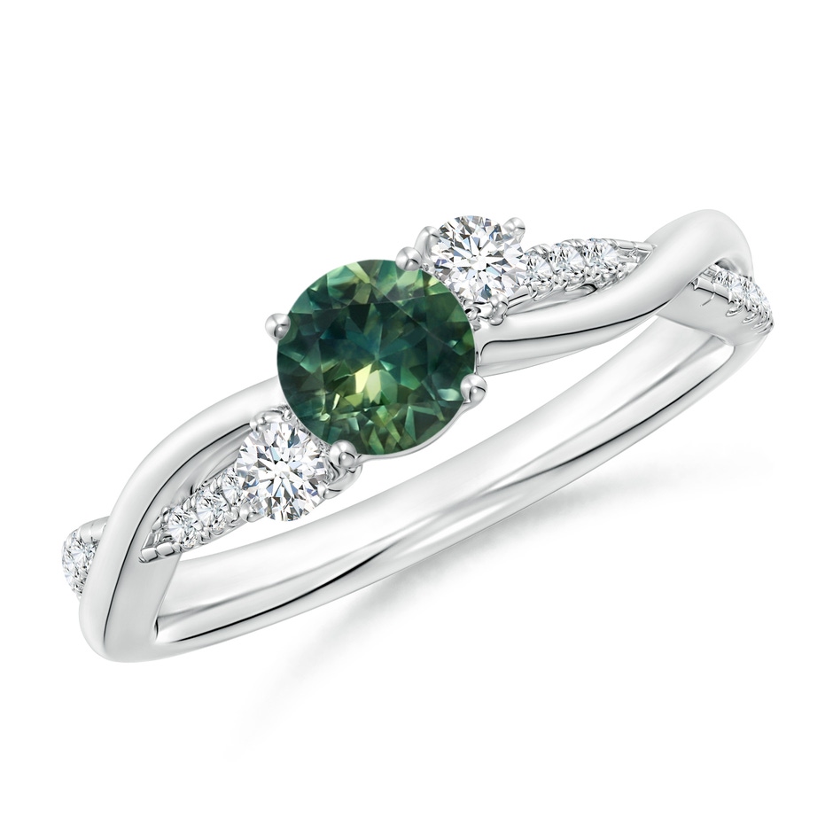 5mm AA Nature Inspired Teal Montana Sapphire & Diamond Twisted Vine Ring in P950 Platinum 