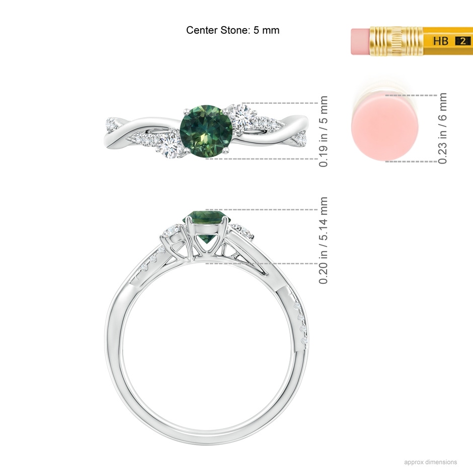 5mm AA Nature Inspired Teal Montana Sapphire & Diamond Twisted Vine Ring in P950 Platinum ruler