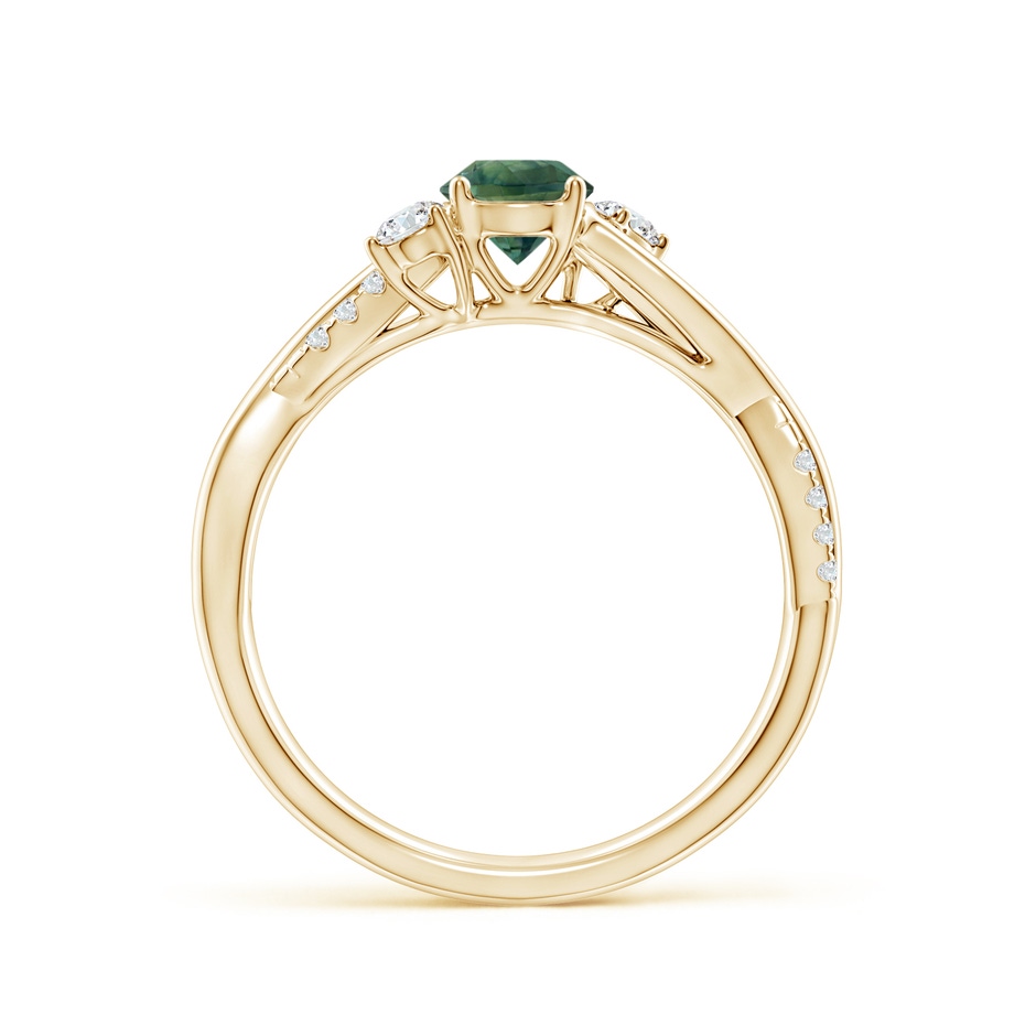 5mm AA Nature Inspired Teal Montana Sapphire & Diamond Twisted Vine Ring in Yellow Gold side 1