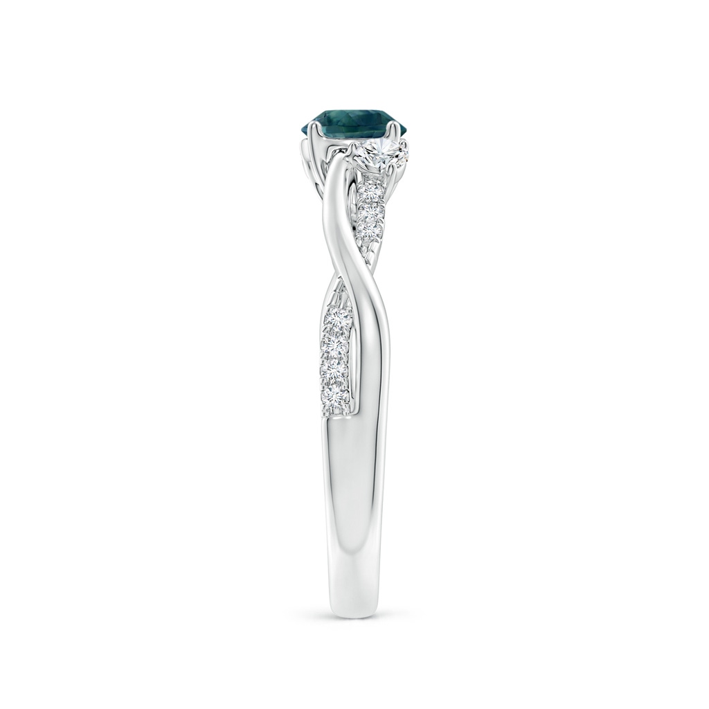 5mm AAA Nature Inspired Teal Montana Sapphire & Diamond Twisted Vine Ring in 10K White Gold Side 2