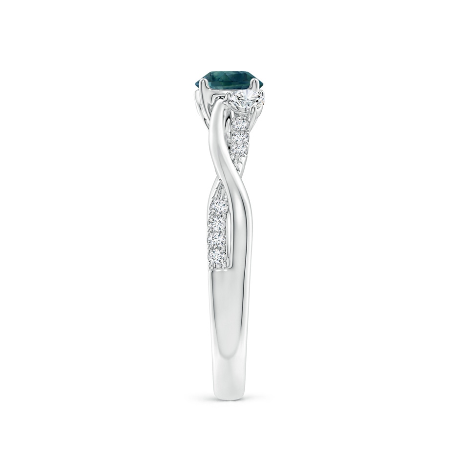 5mm AAA Nature Inspired Teal Montana Sapphire & Diamond Twisted Vine Ring in 10K White Gold side 2