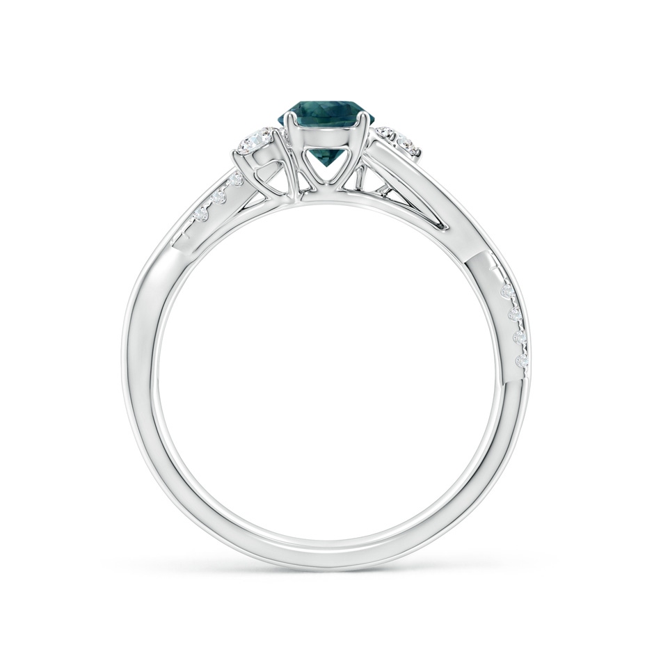 5mm AAA Nature Inspired Teal Montana Sapphire & Diamond Twisted Vine Ring in P950 Platinum side 1