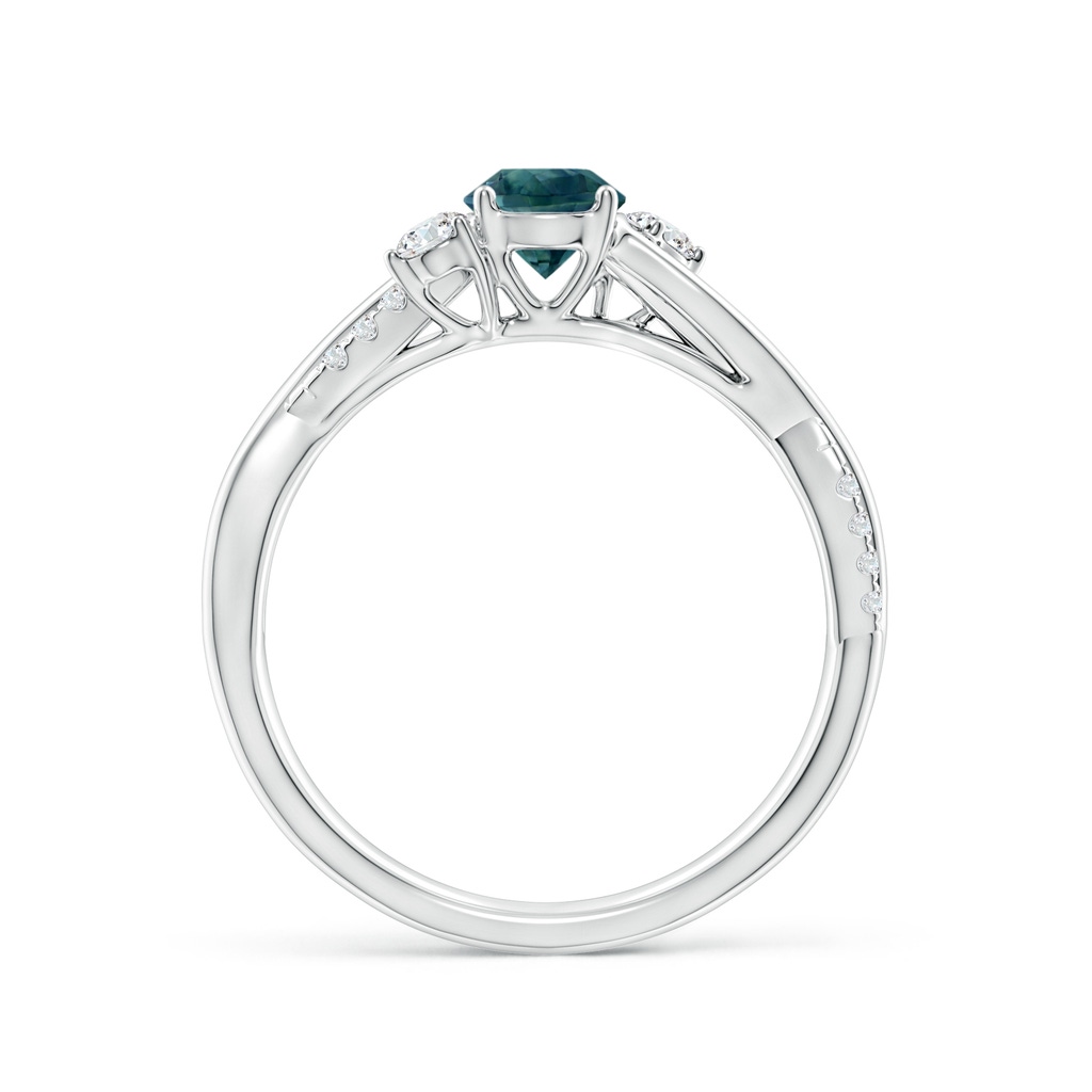 5mm AAA Nature Inspired Teal Montana Sapphire & Diamond Twisted Vine Ring in White Gold Side 1