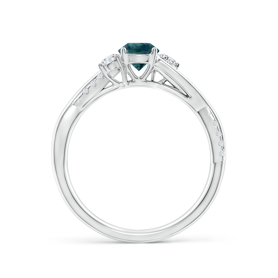 5mm AAA Nature Inspired Teal Montana Sapphire & Diamond Twisted Vine Ring in White Gold side 1