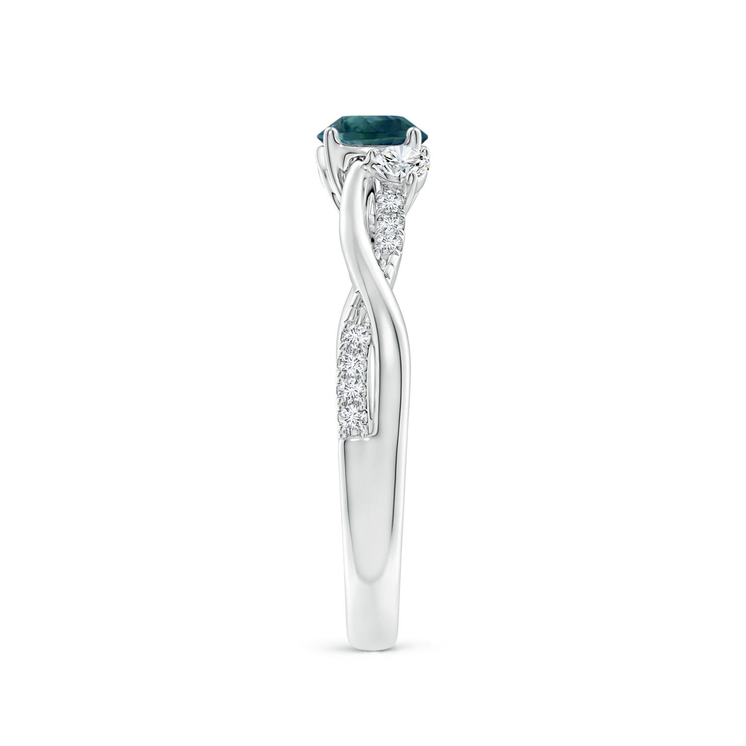 5mm AAA Nature Inspired Teal Montana Sapphire & Diamond Twisted Vine Ring in White Gold - side 5