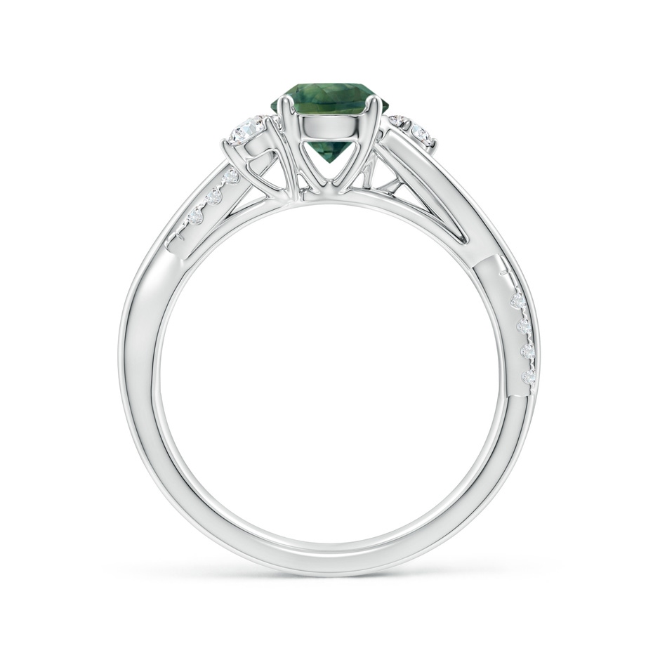 6mm AA Nature Inspired Teal Montana Sapphire & Diamond Twisted Vine Ring in P950 Platinum side 1
