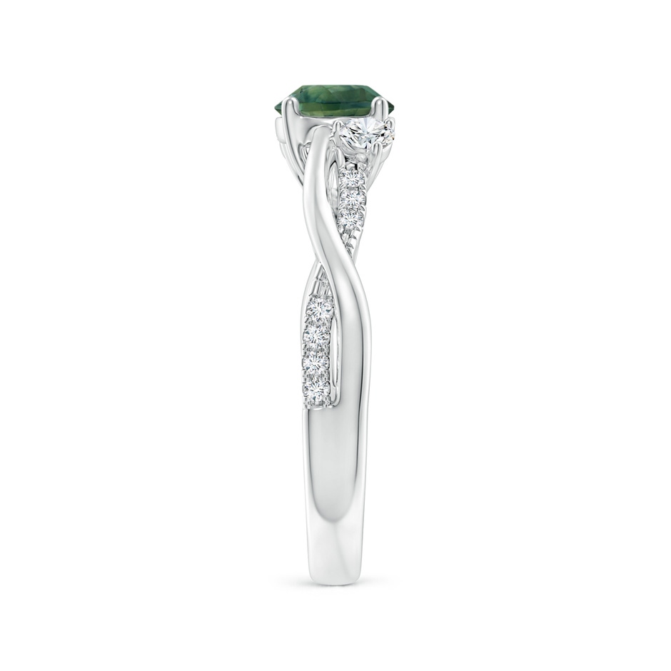 6mm AA Nature Inspired Teal Montana Sapphire & Diamond Twisted Vine Ring in P950 Platinum side 2