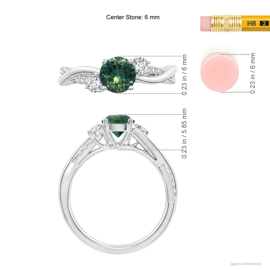 6mm AA Nature Inspired Teal Montana Sapphire & Diamond Twisted Vine Ring in P950 Platinum ruler