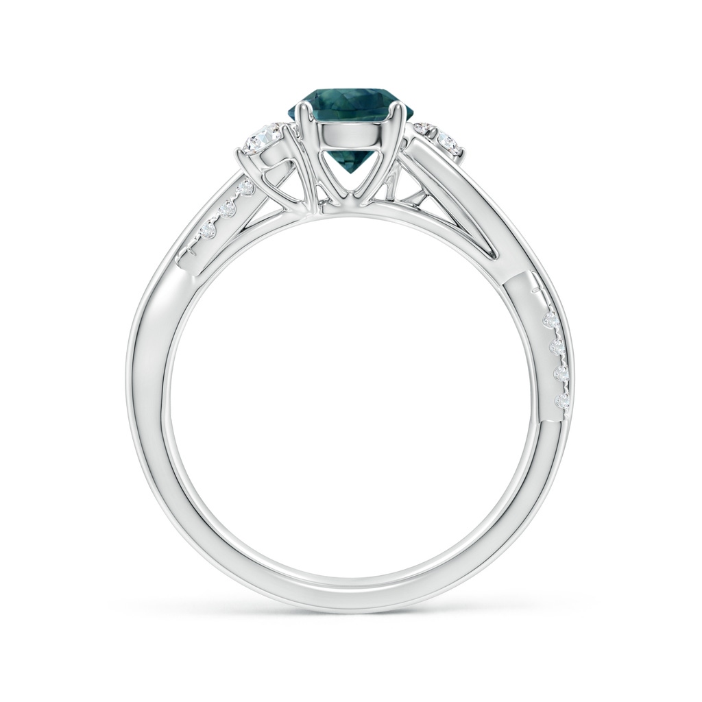 6mm AAA Nature Inspired Teal Montana Sapphire & Diamond Twisted Vine Ring in P950 Platinum Side 1