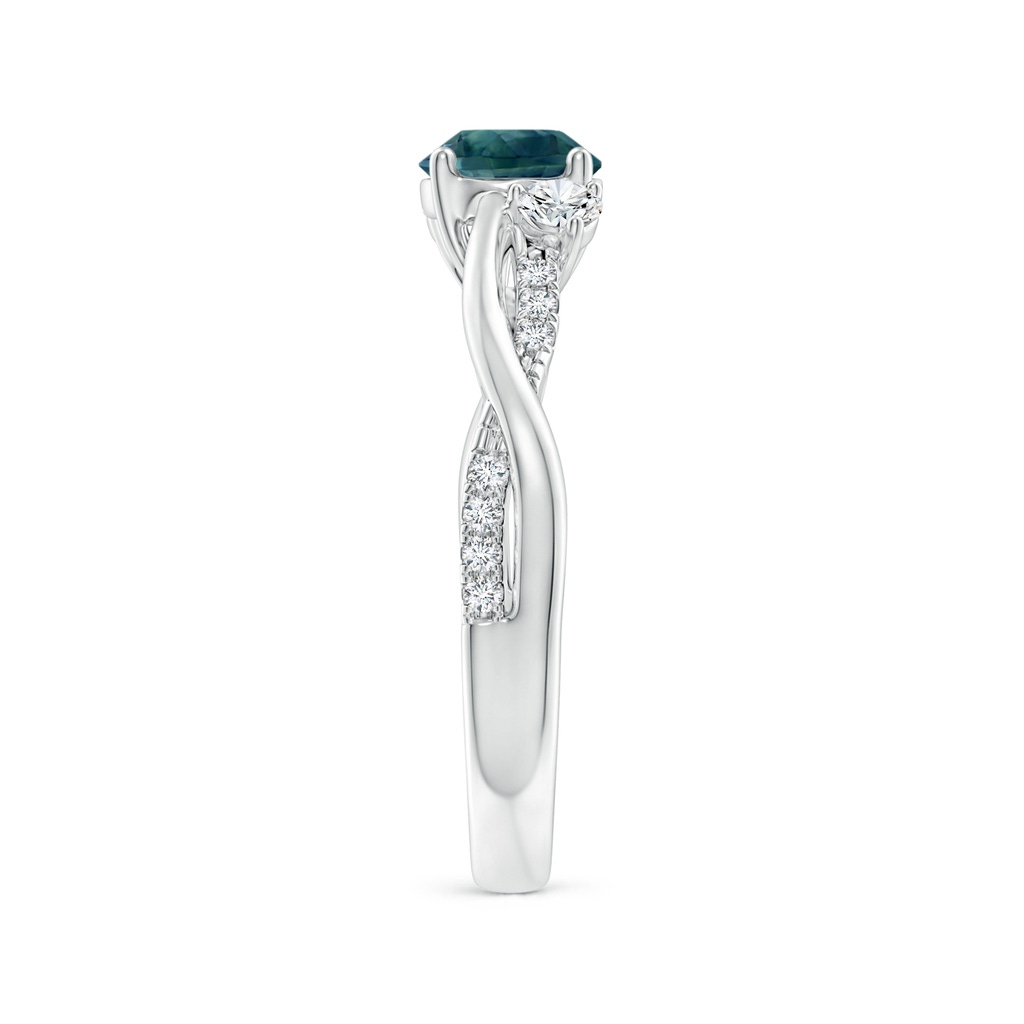 6mm AAA Nature Inspired Teal Montana Sapphire & Diamond Twisted Vine Ring in P950 Platinum Side 2