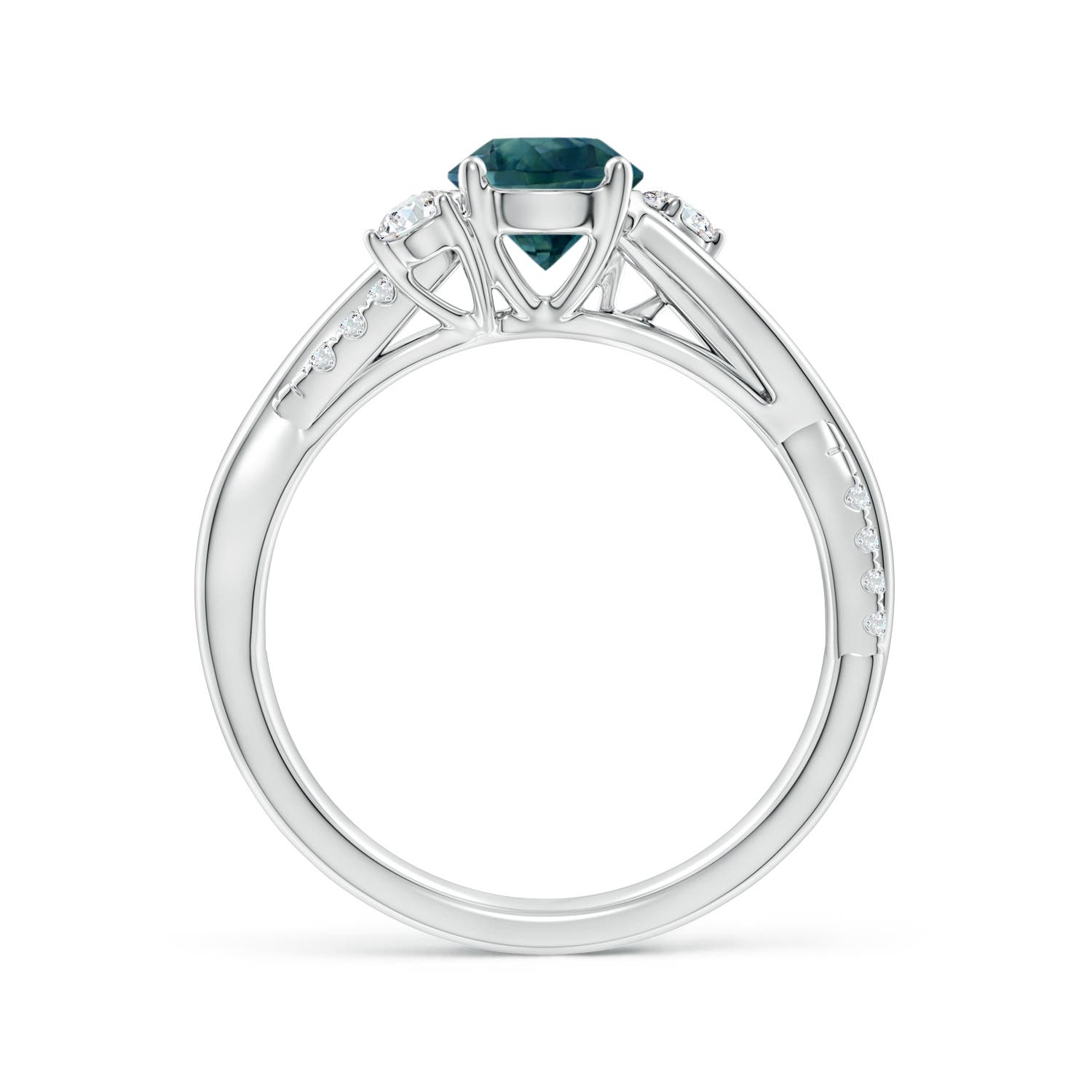 6mm AAA Nature Inspired Teal Montana Sapphire & Diamond Twisted Vine Ring in White Gold