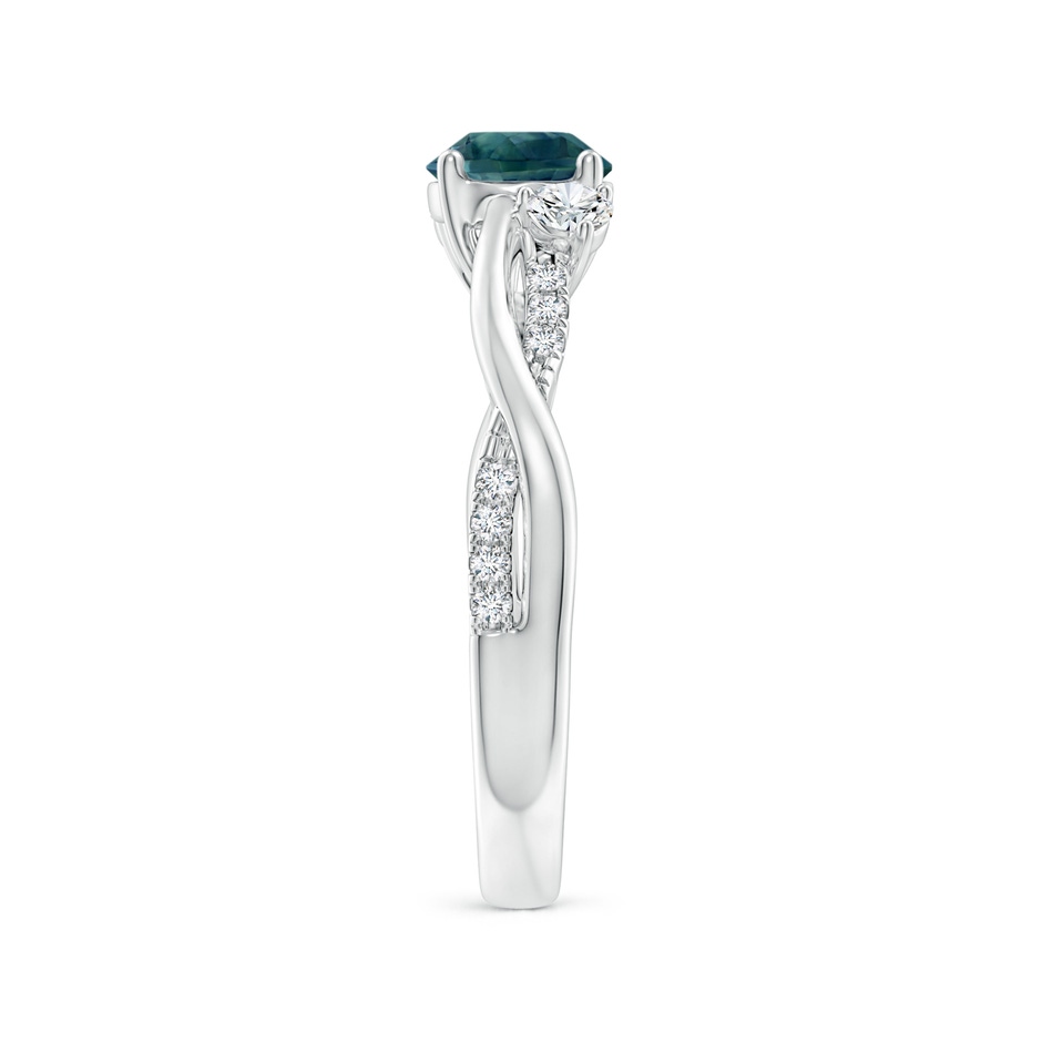 6mm AAA Nature Inspired Teal Montana Sapphire & Diamond Twisted Vine Ring in White Gold side 2