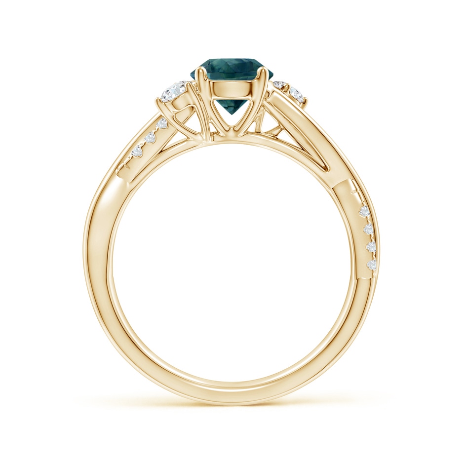 6mm AAA Nature Inspired Teal Montana Sapphire & Diamond Twisted Vine Ring in Yellow Gold side 1