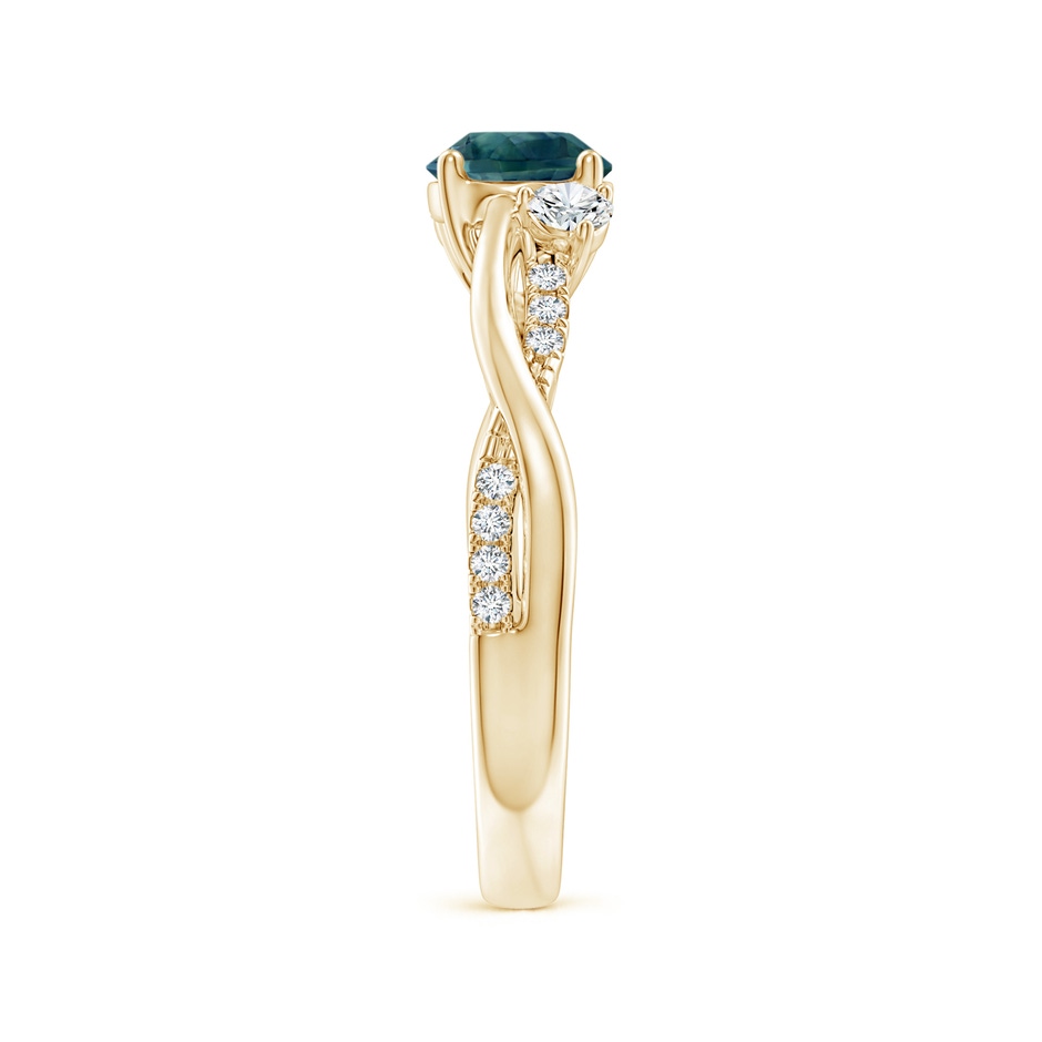 6mm AAA Nature Inspired Teal Montana Sapphire & Diamond Twisted Vine Ring in Yellow Gold side 2