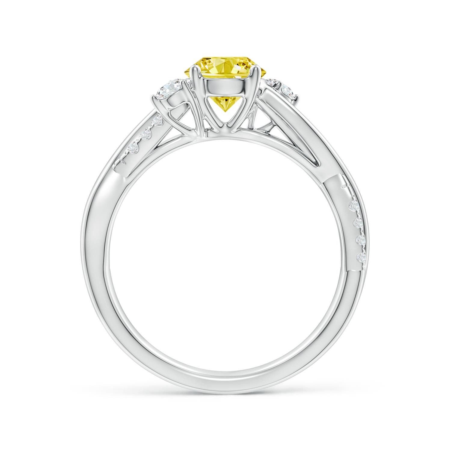 6mm AAAA Nature Inspired Fancy Intense Yellow & White Diamond Twisted Vine Ring in White Gold - side 2