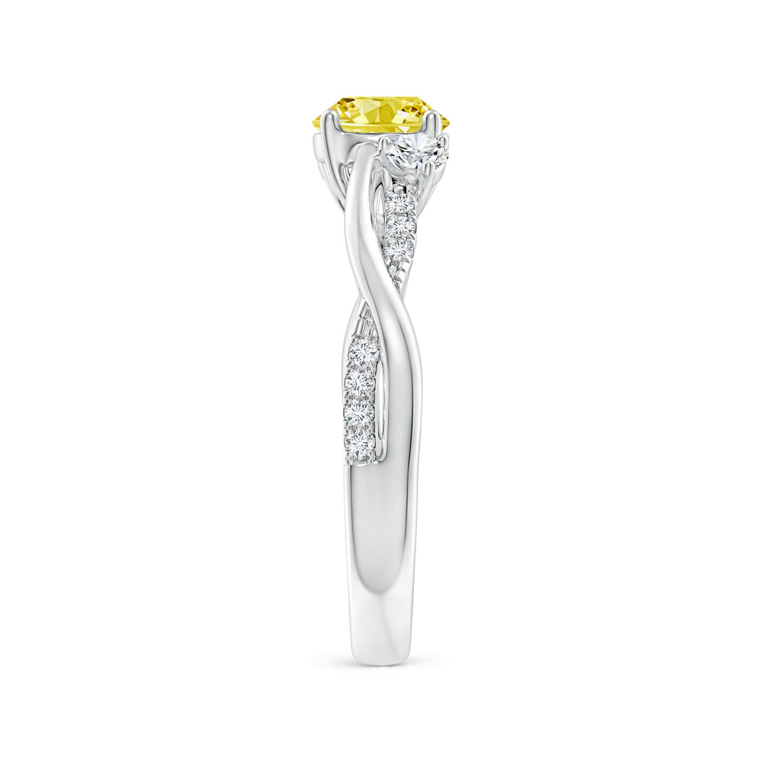 6mm AAAA Nature Inspired Fancy Intense Yellow & White Diamond Twisted Vine Ring in White Gold - side 3