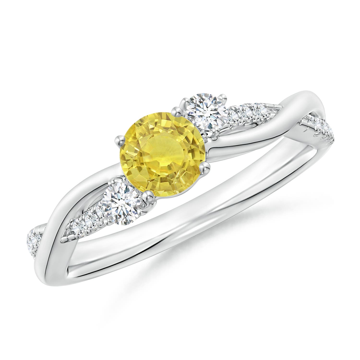 AA - Yellow Sapphire / 0.74 CT / 14 KT White Gold