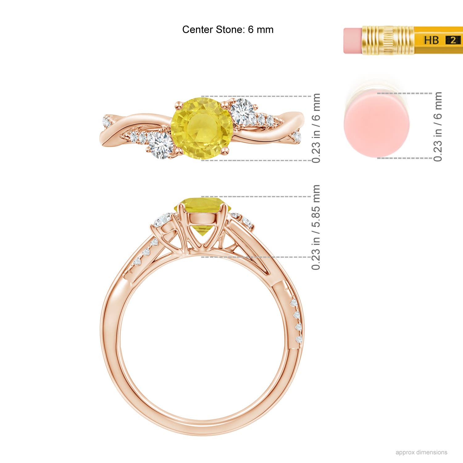 A - Yellow Sapphire / 1.24 CT / 14 KT Rose Gold