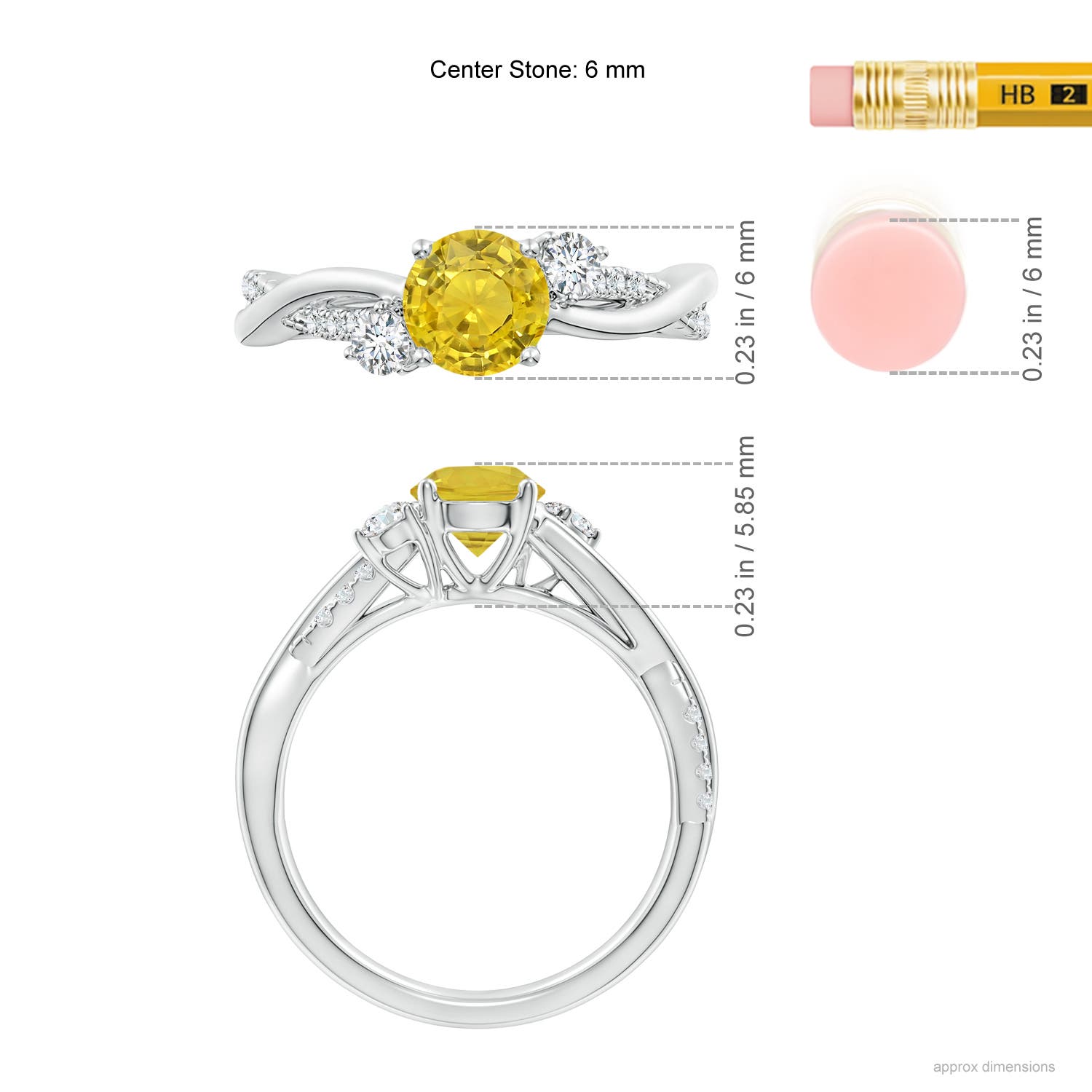 AAA - Yellow Sapphire / 1.24 CT / 14 KT White Gold