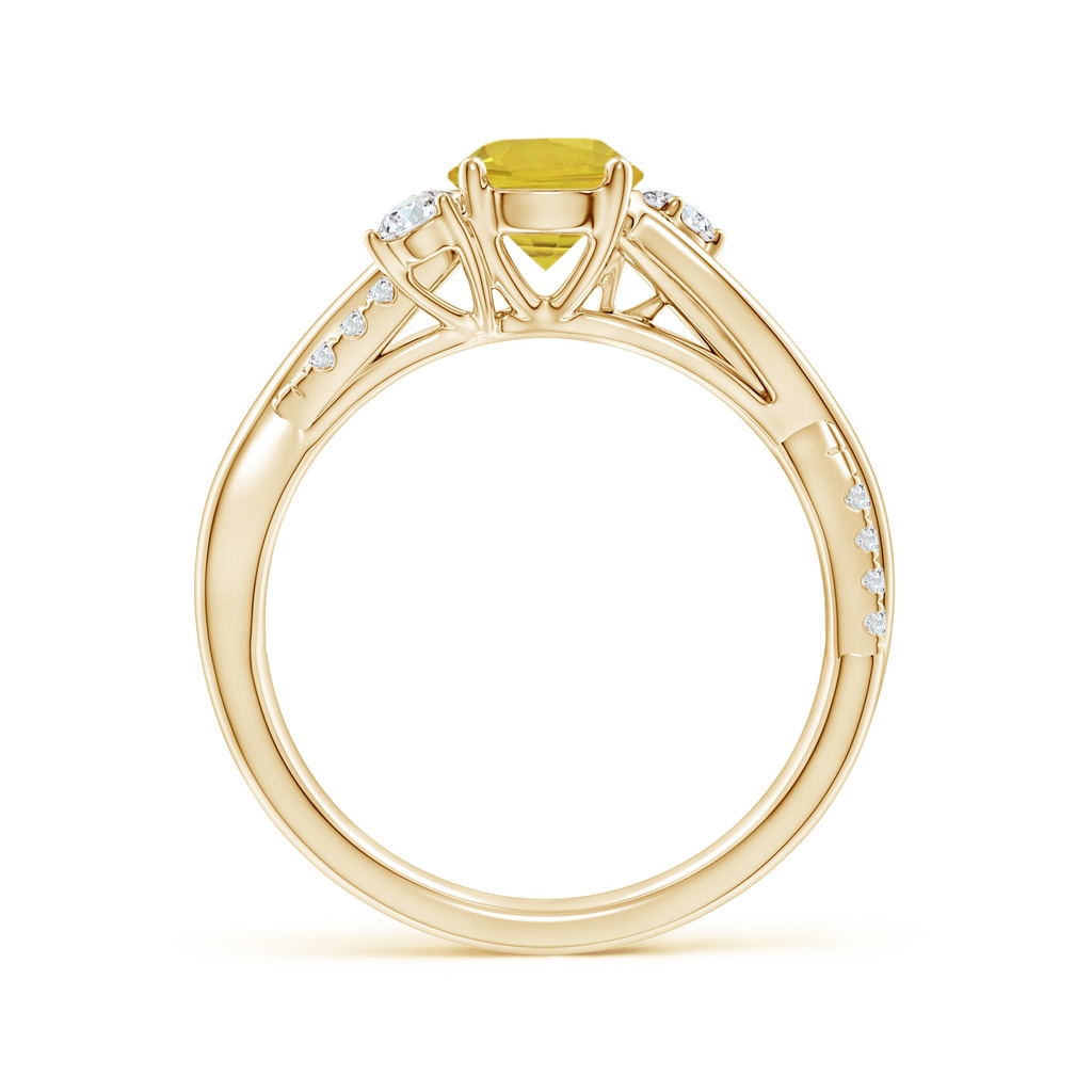 6mm AAA Nature Inspired Yellow Sapphire & Diamond Twisted Vine Ring in Yellow Gold Side-1