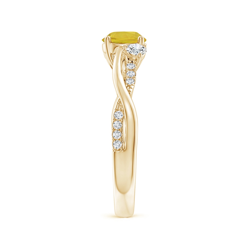 6mm AAA Nature Inspired Yellow Sapphire & Diamond Twisted Vine Ring in Yellow Gold Side-2