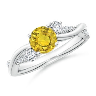 6mm AAAA Nature Inspired Yellow Sapphire & Diamond Twisted Vine Ring in P950 Platinum