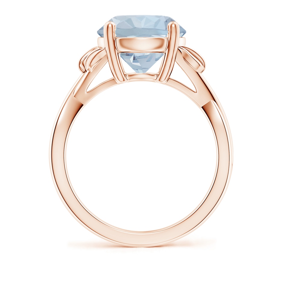 10mm A Nature Inspired Aquamarine Crossover Ring with Leaf Motifs in 18K Rose Gold side 199