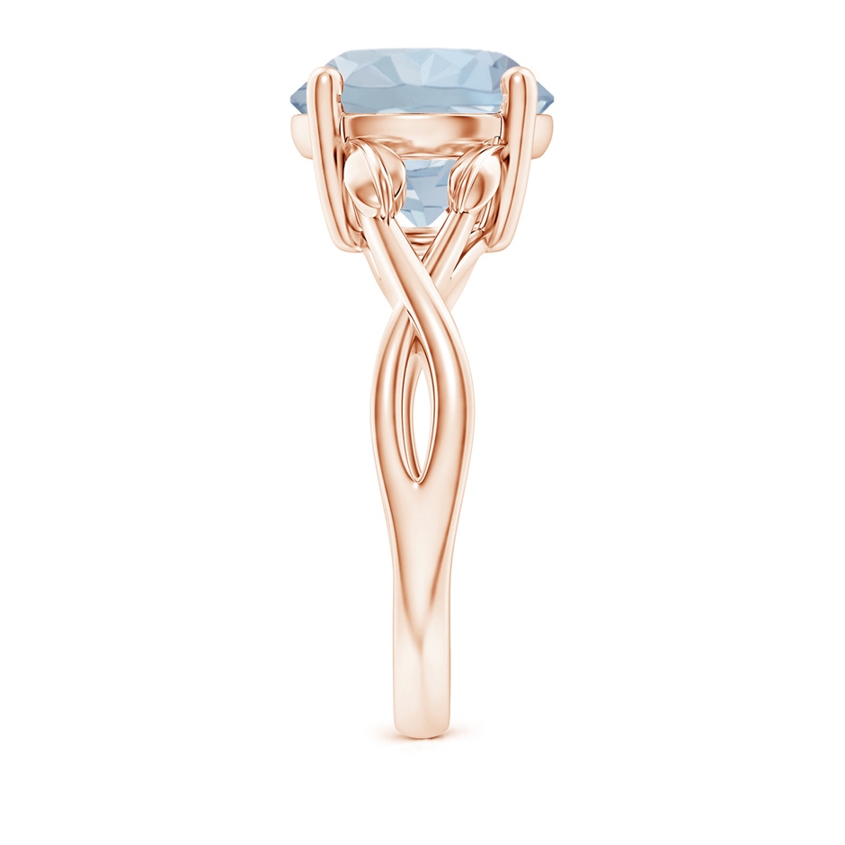 10mm A Nature Inspired Aquamarine Crossover Ring with Leaf Motifs in Rose Gold side 299