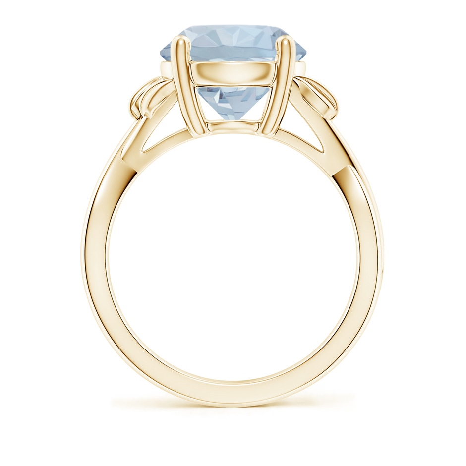 10mm A Nature Inspired Aquamarine Crossover Ring with Leaf Motifs in Yellow Gold side 199