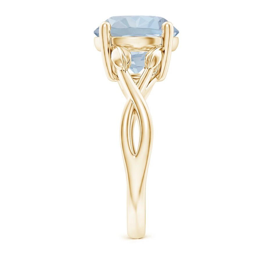 10mm A Nature Inspired Aquamarine Crossover Ring with Leaf Motifs in Yellow Gold side 299