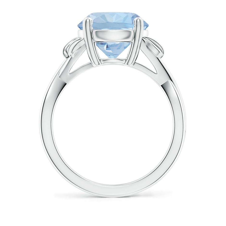 10mm AA Nature Inspired Aquamarine Crossover Ring with Leaf Motifs in White Gold side 199
