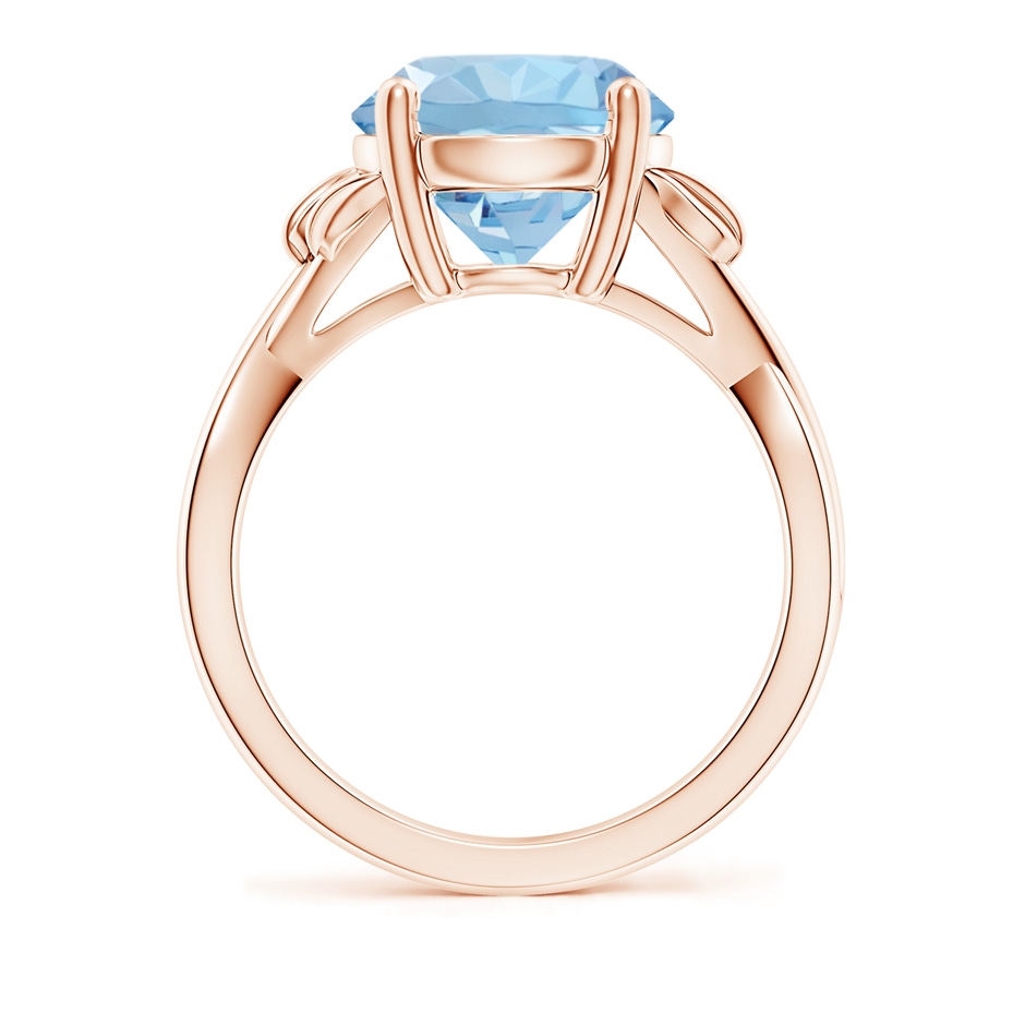 10mm AAA Nature Inspired Aquamarine Crossover Ring with Leaf Motifs in Rose Gold side 199