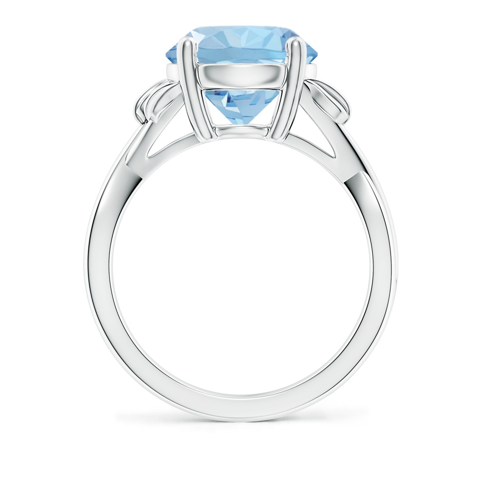 10mm AAA Nature Inspired Aquamarine Crossover Ring with Leaf Motifs in White Gold side 199