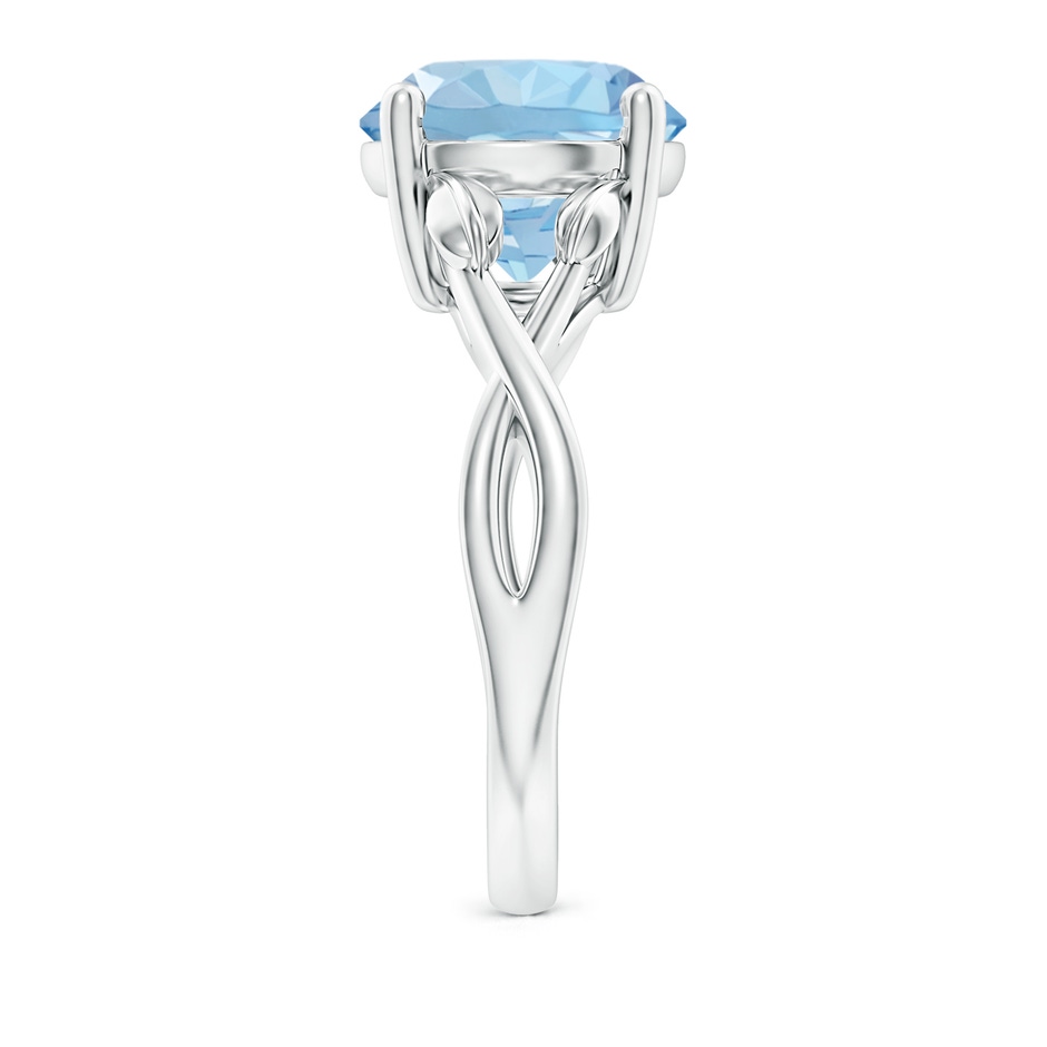 10mm AAA Nature Inspired Aquamarine Crossover Ring with Leaf Motifs in White Gold side 299