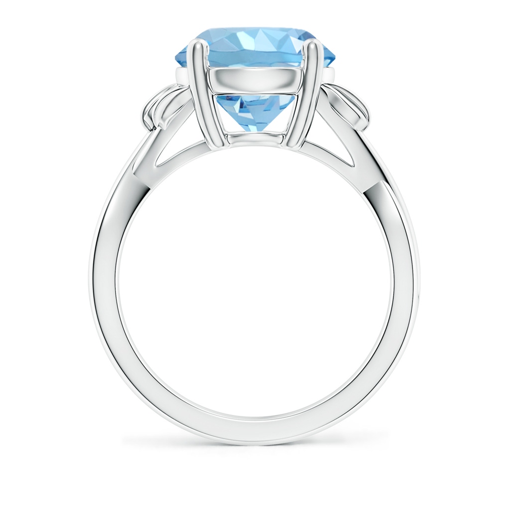 10mm AAAA Nature Inspired Aquamarine Crossover Ring with Leaf Motifs in P950 Platinum - side 199