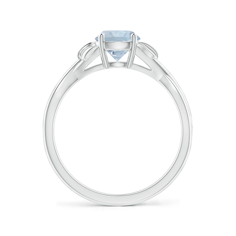 6mm A Nature Inspired Aquamarine Crossover Ring with Leaf Motifs in P950 Platinum side 199