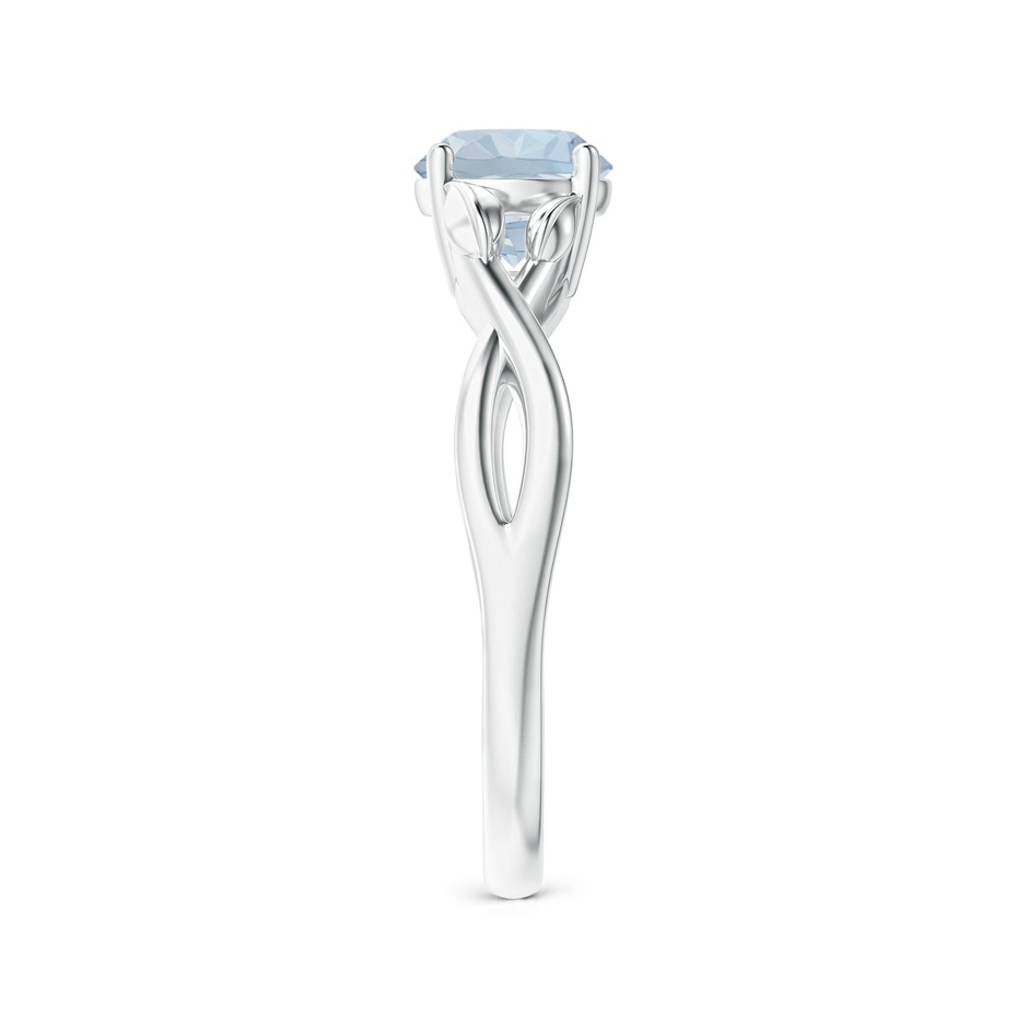 6mm A Nature Inspired Aquamarine Crossover Ring with Leaf Motifs in P950 Platinum side 299