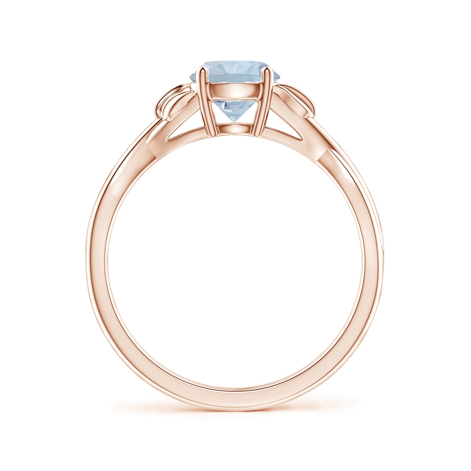 6mm A Nature Inspired Aquamarine Crossover Ring with Leaf Motifs in Rose Gold side 199